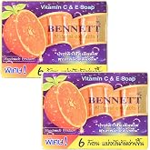 GASHINA STORY Ben-nett Natural Extracts Vitamin C &amp; E Soap - Thailand Soap Bar for Women - Handmade All Natural for Radiant Skin - Antioxidant Organic Bar Soap - 6pcs x 2packs