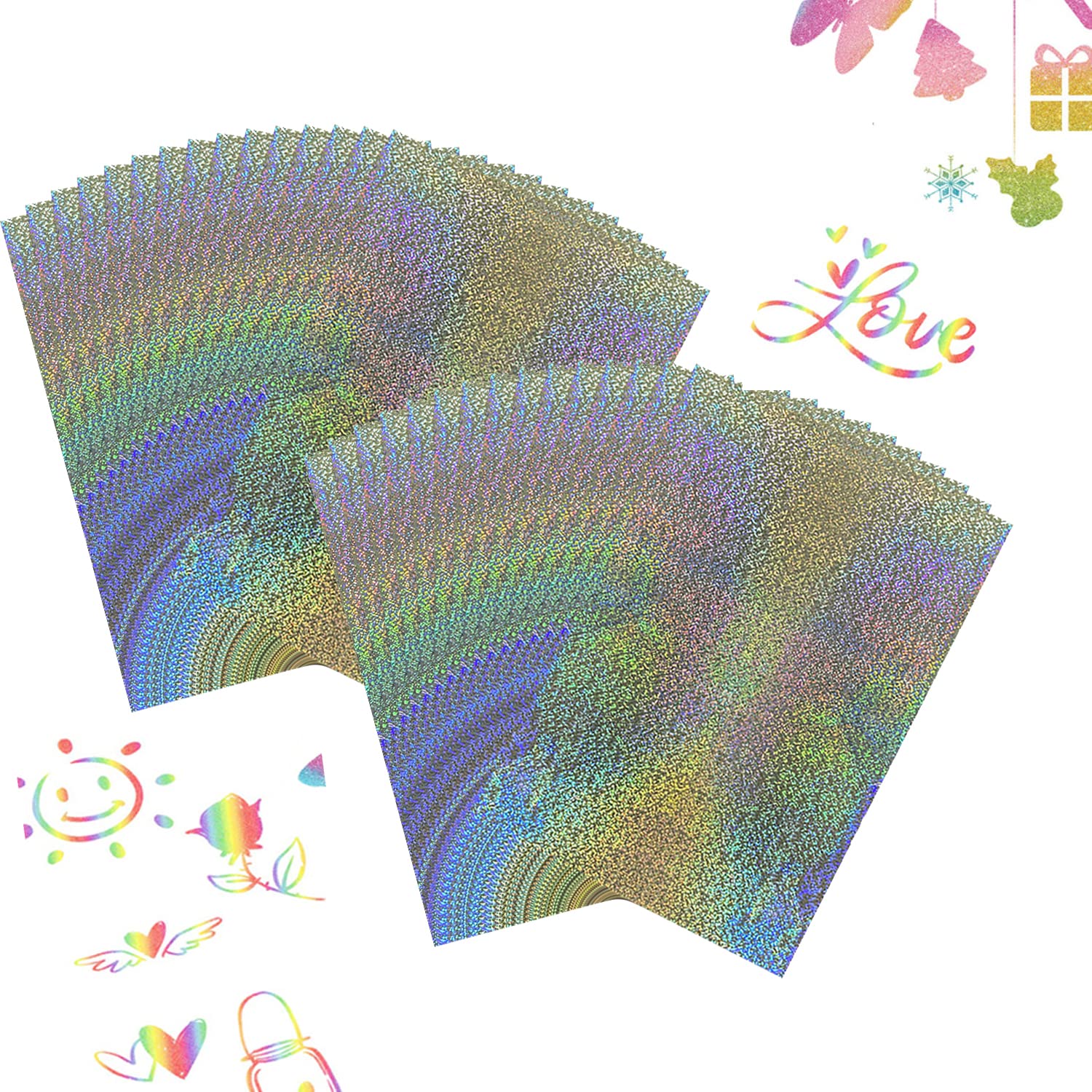 100PCS Glimmer Hot Foil, Metallic Variety Beautiful Color Toner Reactive Foil, 7.9x11.4inch Hot Stamping Foil,Foil by Laser Printer and Laminator Toner Reactive Foil for Scrapbooking Paper Crafts