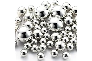 CUSMATION 150Pcs Bright Silver Polished No Hole Faux Pearl Beads for Vase Filling Decorations, Plastic Pearls Vase Fillers, Table Scatters, Wedding Centerpiece, Home Decor, 8/14/20 mm