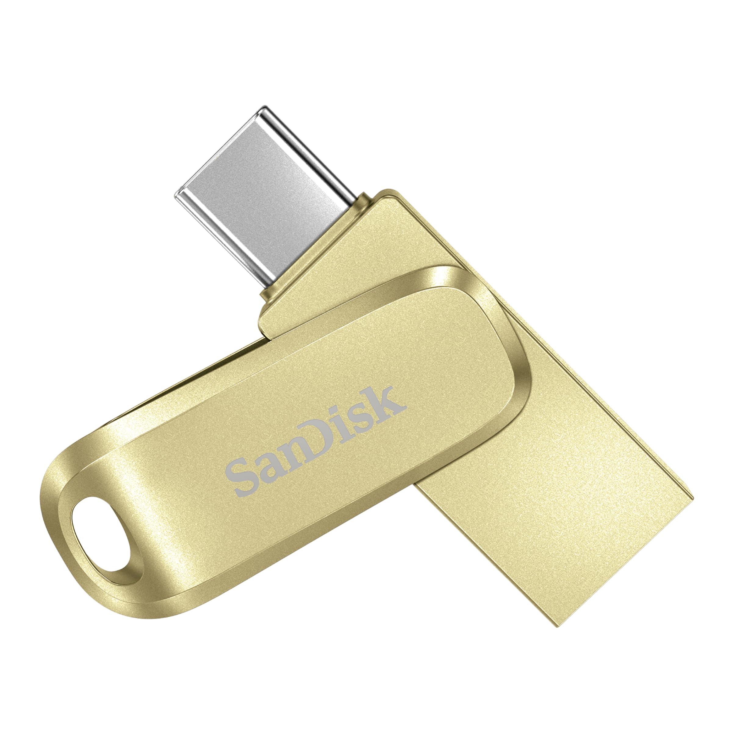 SANDISK Ultra Dual Drive Luxe, USB Type-C & Type-A Flash Drive 128GB (Smartphone storage, Memory stick up to 400MB/s, Reversible USB Type-C and USB Type-A connectors, for tablets, Macs, computers)Gold