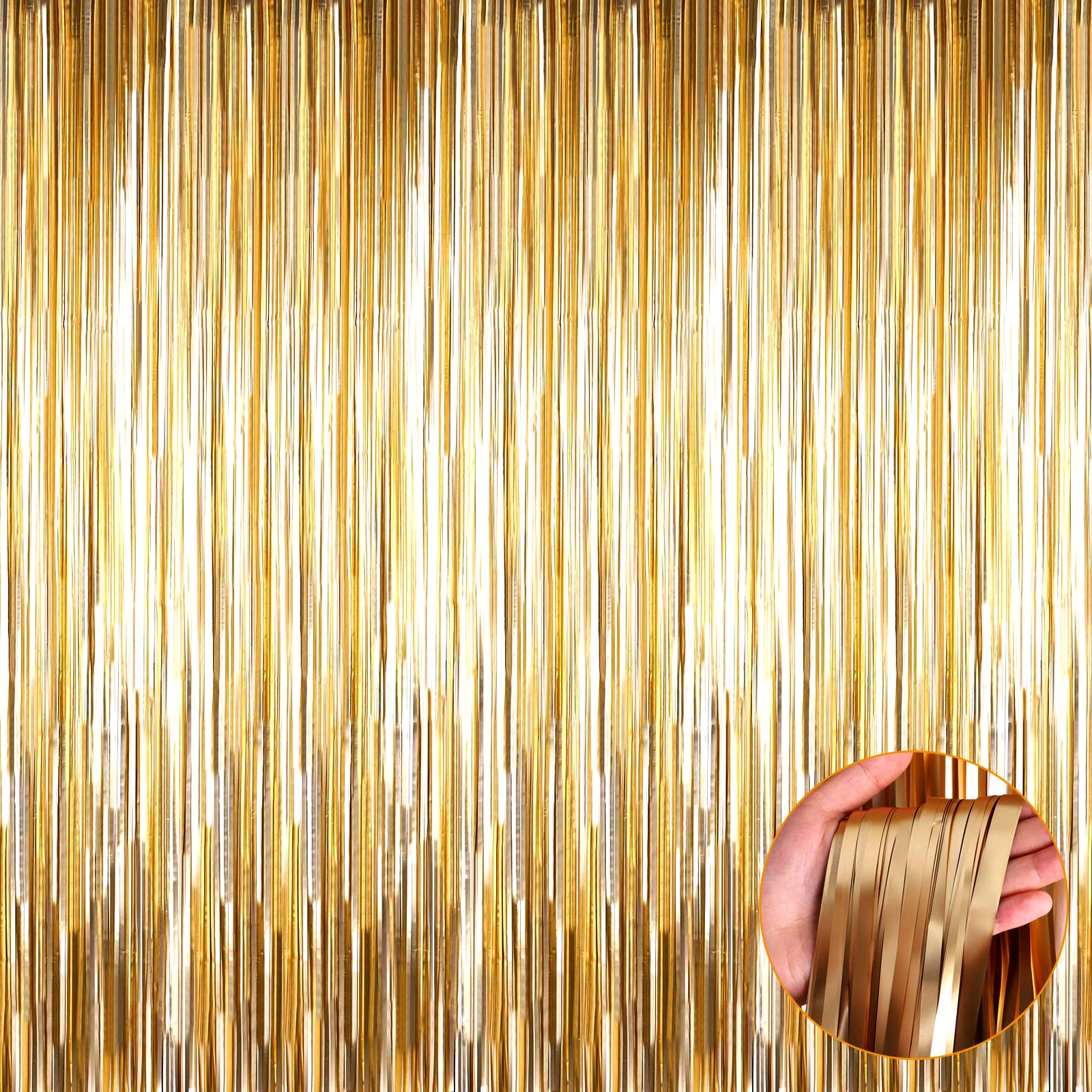 4 Pack Champagne Gold Foil Fringe Curtain