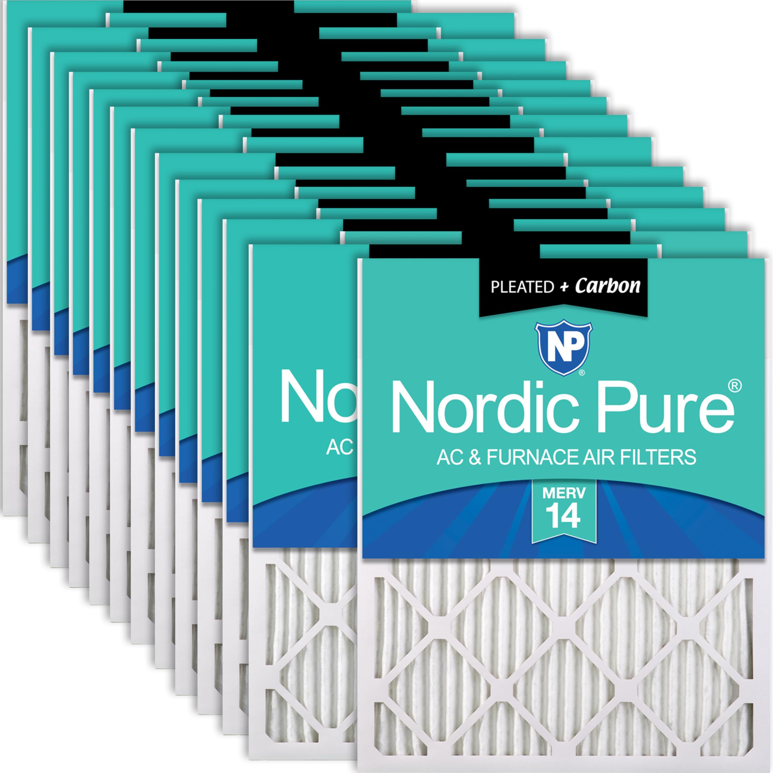 Nordic Pure 20x25x1 (Actual Size: 19 1/2 x 24 1/2 x 3/4) Pleated Air Filters MERV 14 Plus Carbon 24 Pack Image
