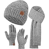 Hat Scarf And Gloves For Women, Winter Hats Womens Beanie Scarf Cold Weather Touchscreen Gloves Gift Set, Fall Accessories
