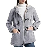 Flygo Sherpa Lined Winter Jackets for Women Fleece Hoodie Jacket Warm Fall Winter Toggle Duffle Coats