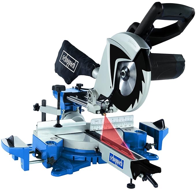 Scheppach Kappsäge HM100MP - Zug Kapp Und Gehrungssäge 2150W (Sägeblatt Ø255mm, Schnittbreite 305mm, Positionslaser) - Eine S
