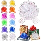 Poen 24 Pcs Organza Pull Bows Christmas 6 Inch Large Gift Wrapping Ribbon Bows Crafts for Present Wrapping with Ribbon for Gift Baskets Wedding Valentine Party Decor(Multicolor)