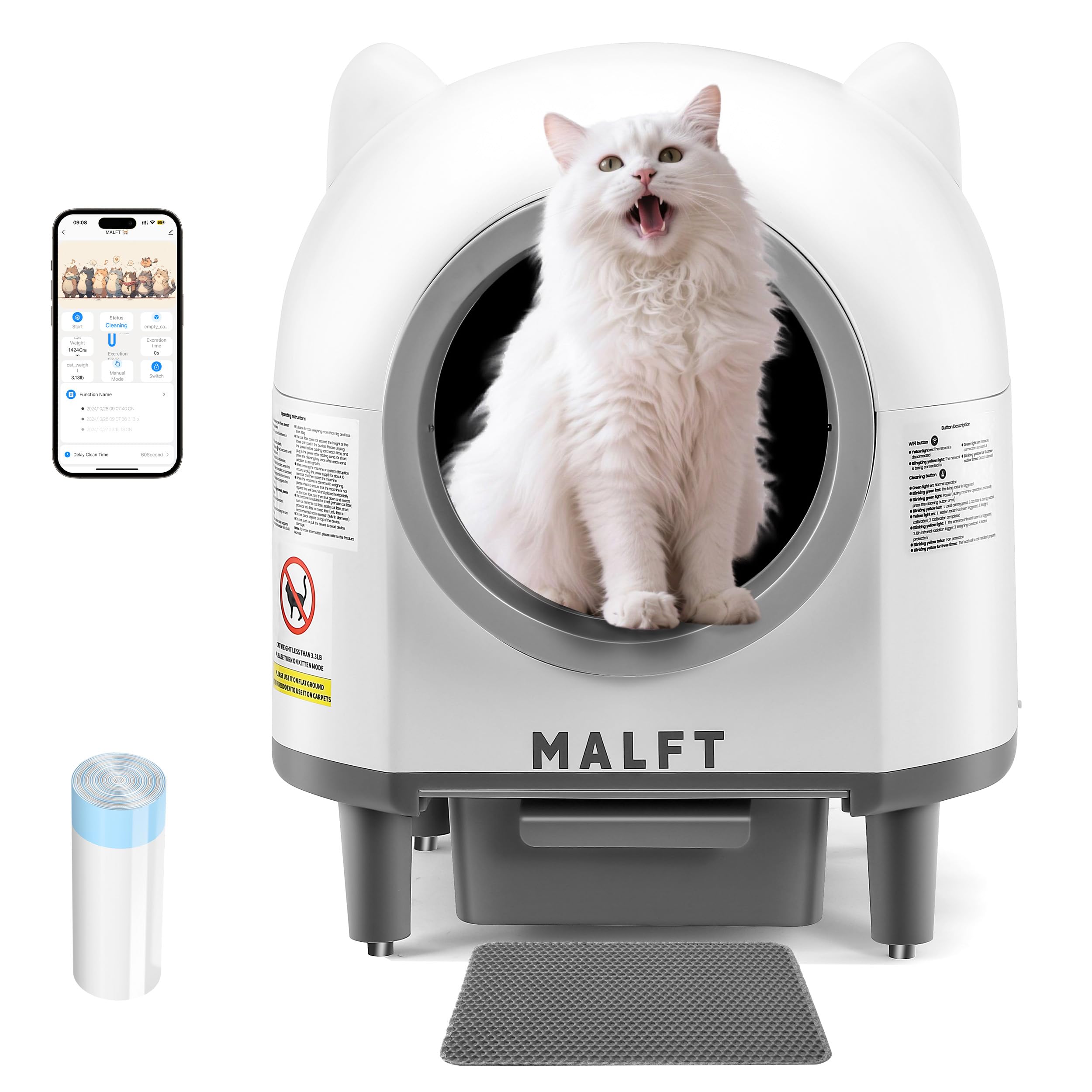 Photo 1 of ***SELLING AS NON-FUNCTIONAL PARTS ONLY*** Automatic Cat Litter Box 90L, Self-Cleaning Litter Box - WiFi/Smart APP Control, Night Mode, Anti-Pinch Safety System for Multiple Cats, Includes Premium Mat & Waste Bags