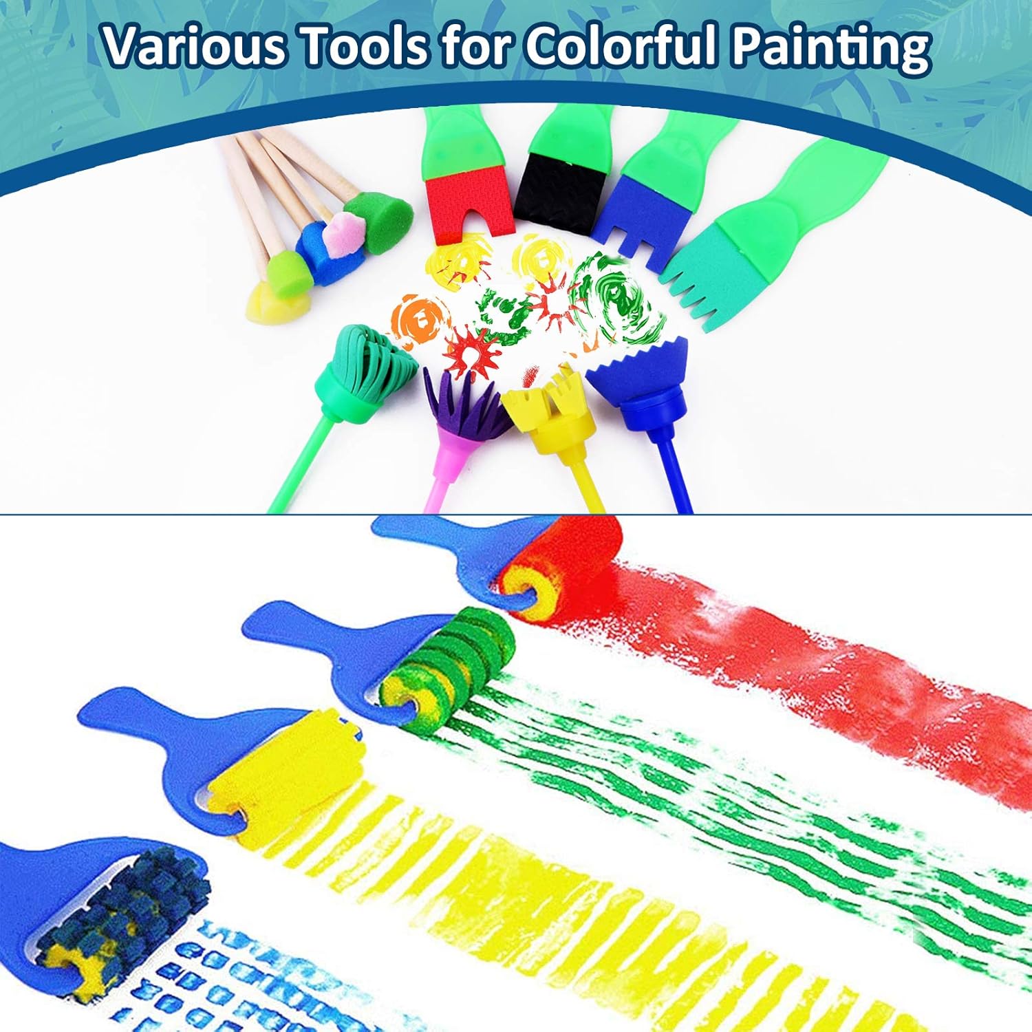 Early Learning Kids Paint Set, Twinbuys Washable Paint Set with Assorted Sponge Paint Brushes for Kids, Including 8 Finger Paint for Toddlers: Arts, Crafts & Sewing