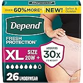 Depend Fresh Protection Adult Diapers for Women, XL, 26 Count