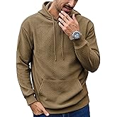 URRU Mens Hoodies Sweatshirts Texture Long Sleeve Drawstring Casual Pullover Hooded Shirt