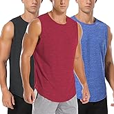 Amussiar Men's 3 Pack Workout Tank Tops Mesh Gym Sleeveless Dry Fit Bodybuilding Shirts Fitness Athletic Muscle Tee