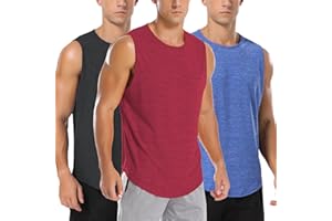 Amussiar Mens Tank Tops 3 Pack Sleeveless Gym Sports Muscle Shirts Basketball Bodybuilding Tee Shirt
