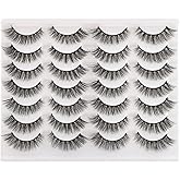 Newcally Lashes False Eyelashes Cat Eyes Wispy Natural Faux Mink Lashes 14 Pairs Pack Light Volume Short Fake Eye Lashes Mult