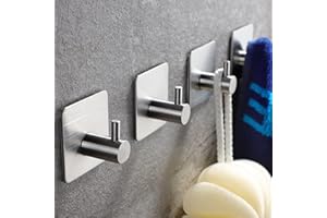 YIGII Adhesive Towel Hooks - Self Adhesive Robe Hooks Home Coat Hook SUS 304 Stainless Steel Bathroom Hooks Stick on Wall With Glue