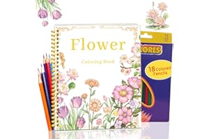 Beautiful Adult Coloring Book Set with 18-Color Pencil Set - Coloring Books for Adults Relaxation Adult Coloring Book for Wom