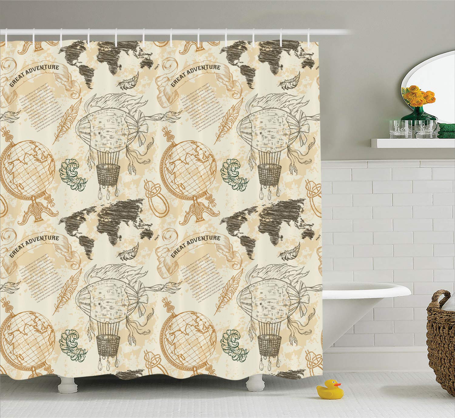 Amazon Com Ambesonne World Map Shower Curtain Pattern With