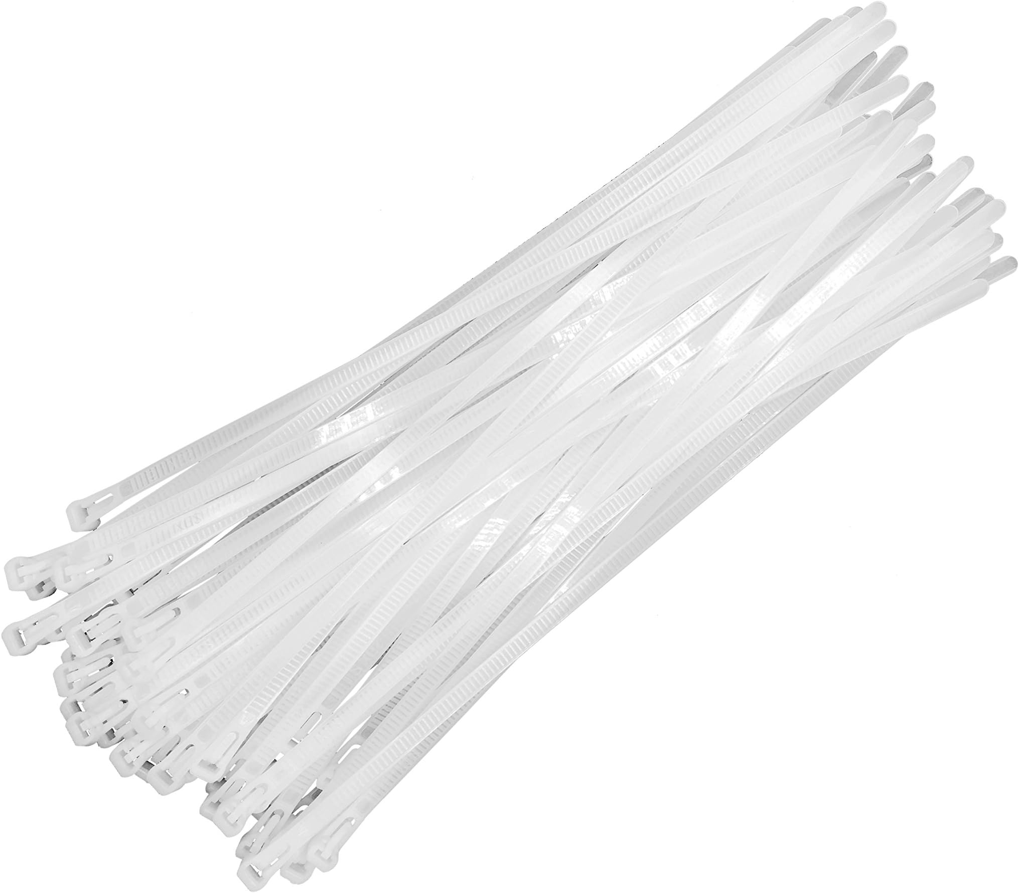 HOTUN 100 Pcs Reusable Releasable Adjustable Nylon Cable Zip Ties(14 Inch,White)