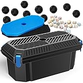 Antfraer Pond Filter Box, Outdoor Water Garden Filter Case for Pump Maintenance, Submersible &amp; Fountain System Compatible, No Pump Included