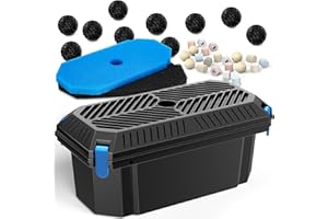 Antfraer Pond Filter Box, Outdoor Water Garden Filter Case for Pump Maintenance, Submersible & Fountain System Compatible, No Built-In Pump Included