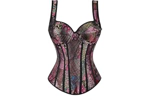 Zhitunemi Women's Gothic Jacquard Shoulder Straps Tank Overbust Corset Bustiers