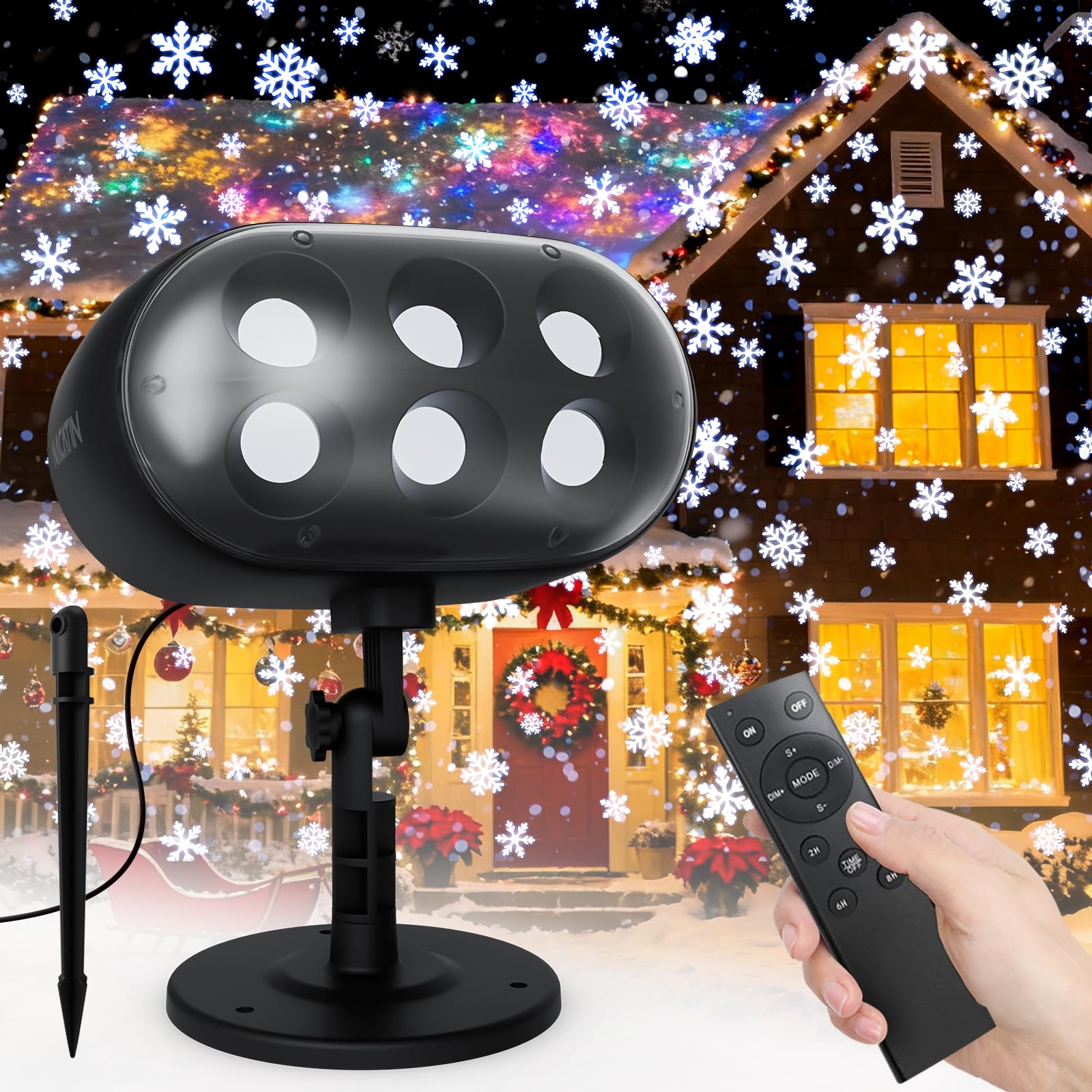 Photo 1 of NACATIN Snowfall LED Projector Lights - 2025 Upgrade Christmas Snowflake Projector Lights Outdoor, Christmas Snow Light,Snow Falling Projector Lamp Dynamic Snow Effect for Xmas, Halloween, Party