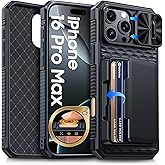 BSNRM for iPhone 16 Pro Max Case Wallet, Built-in Card Holder (4-5 Cards), RFID Blocking,Camera Control Button, Slide Camera Cover, Shockproof Rugged Phone Case for iPhone 16 Pro Max, Black