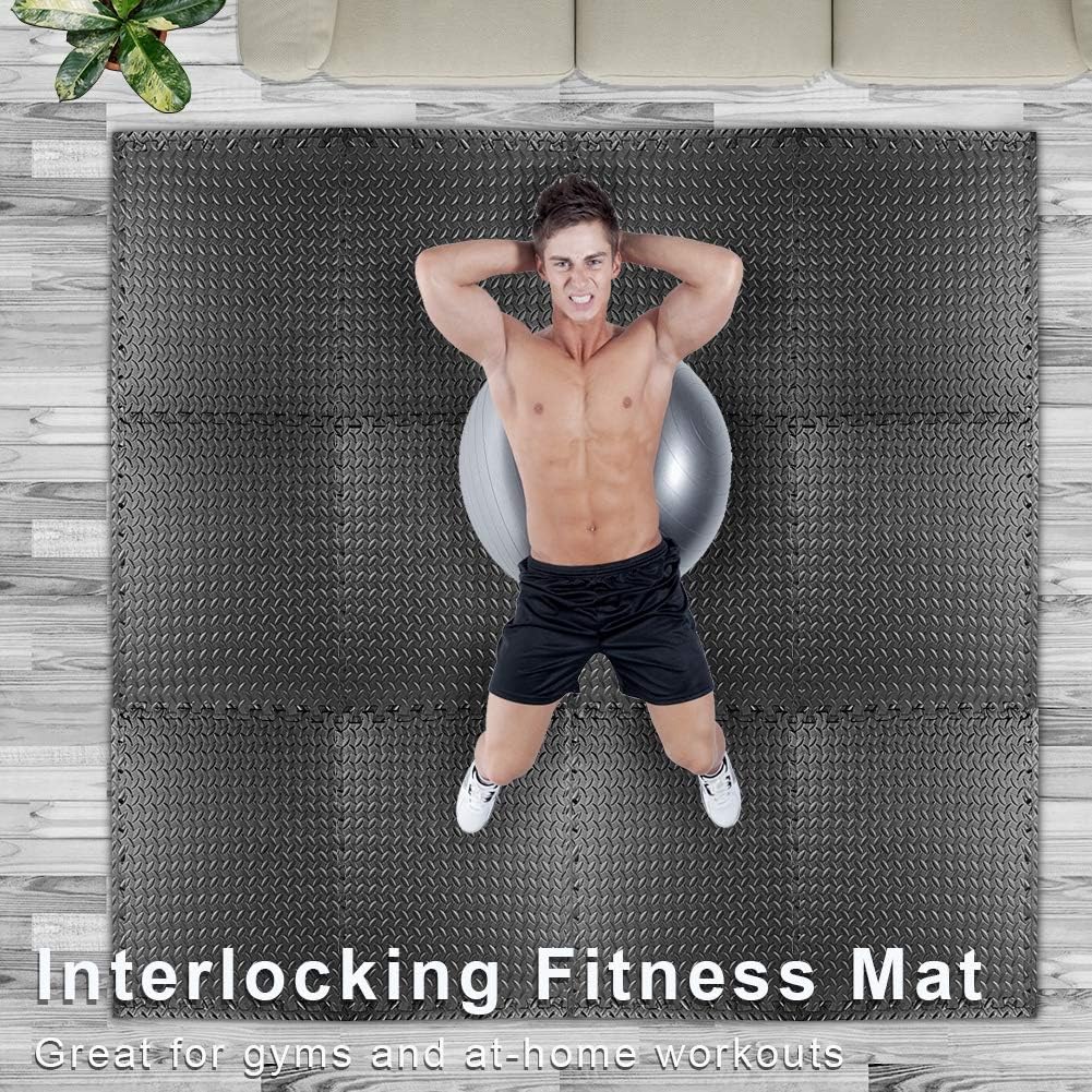 StillCool Puzzle Exercise Floor Mat, EVA Interlocking Foam Tiles Exercise Equipment Mat with Border - for Gyms, Yoga, Outdoor Workouts, Kids (E. 20 Square Feet (20 Tiles) - Black) : Sports & Outdoors