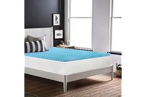 Treaton, 1-Inch Premium Convoluted Gel Memory Foam Toppers for Enhanced Comfort and Support, King, Blue