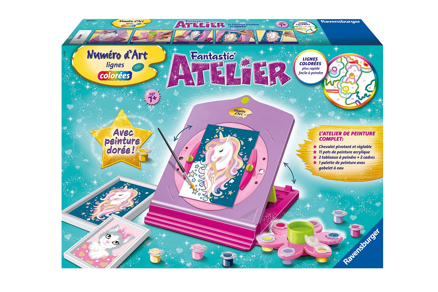 Ravensburger Fantastic' Atelier d'Art Number - Creative Set - Painting by Numbers - Relaxed and Creative Activity - from 7 Years - 29034 - French Version