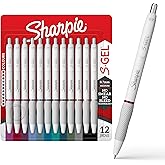 Sharpie S-Gel Pens, Fashion Barrel Gel Pens, Pearl White Body, Medium (0.7mm) Point, Bold Ink Colors, 12 Count