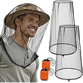 Pmxary 2 Pack Premium Mosquito Head Nets, Ultra Large Bug Net for Head | Adjustable Drawstring, Breathable Mesh, Universal Fit for Hats, Mosquito Net Hat for Men and Women, Outdoor Essential, Black