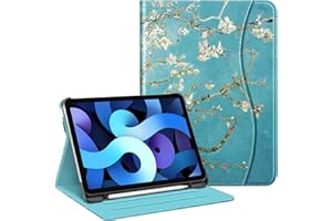 Fintie Case for iPad Air 5th Generation (2022) / iPad Air 4th Generation (2020) 10.9 Inch, Multi-Angle Viewing Protective Cover with Pencil Holder & Pocket, Auto Sleep/Wake, Blossom