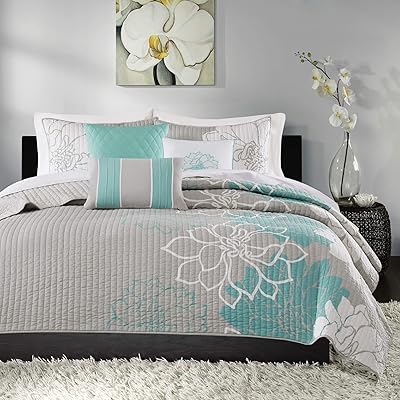 Madison Park Vienna Coverlet Set, Full/Queen, Aqua