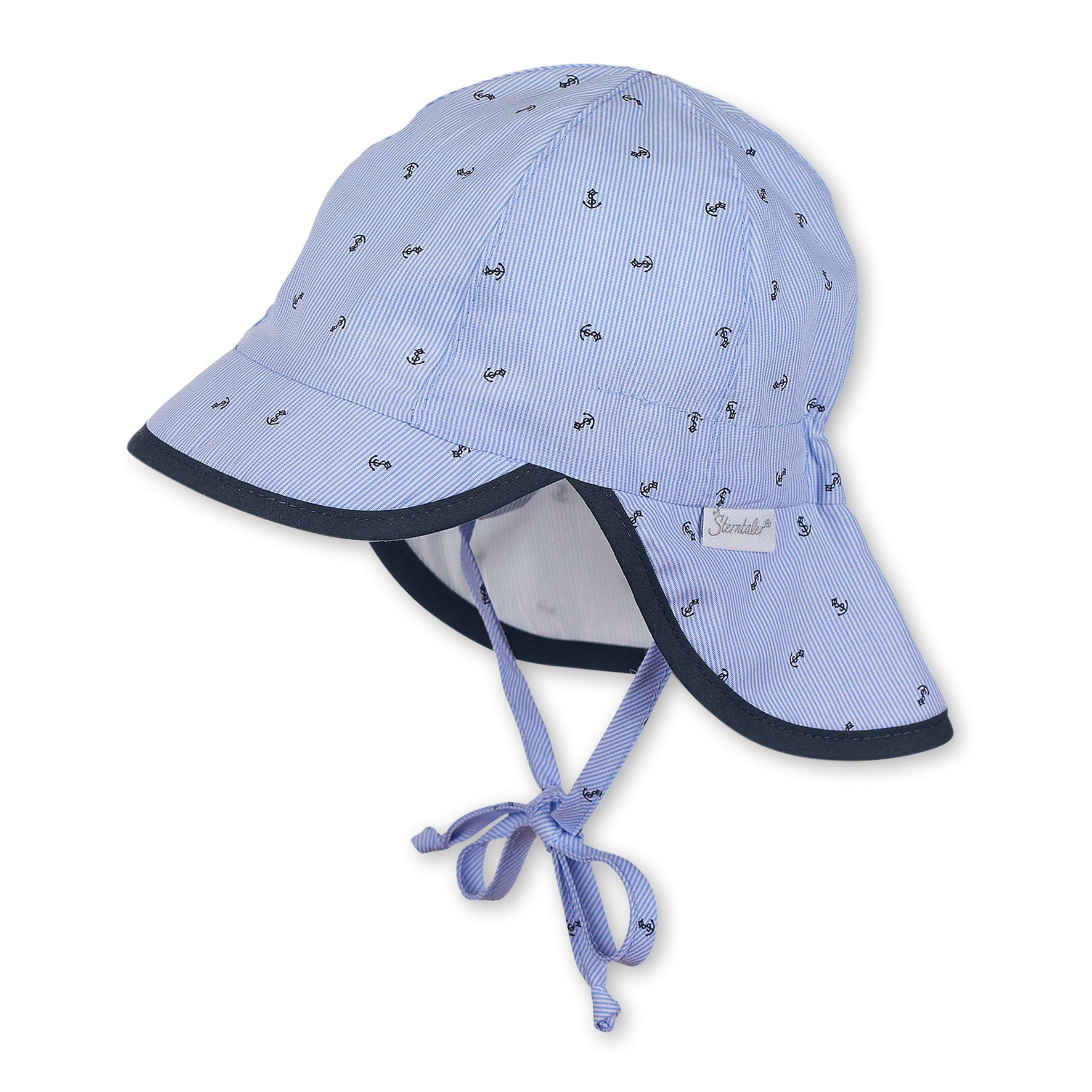 Sterntaler Hat with Visor, Chin Strap and Neck Guard, Age: 3-4 Months, Size: 39, Light Blue (Sky)