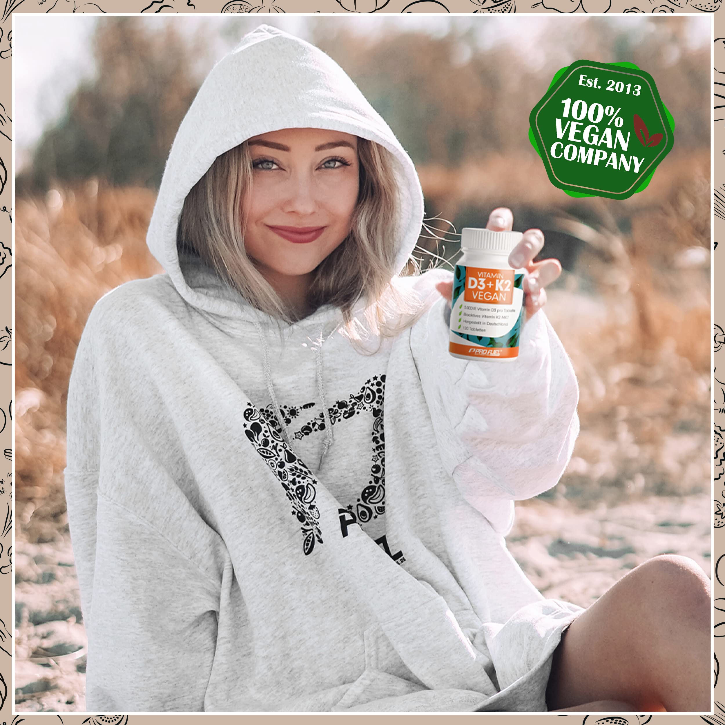 Vitamin D3 K2 VEGAN - 120 Tabletten mit 5000 IE D3 + 200 mcg K2 (MK7) - Vitamin D3 optimal hochdosiert und vegan - reicht für 19 Monate - laborgeprüft mit Zertifikat 4