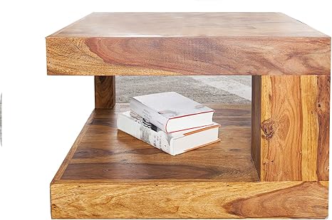 Dunord Goa Coffee Table Solid Wood Coffee Table 60 Cm Natural Sheesham Solid Wood Side Table Amazon De Kuche Haushalt