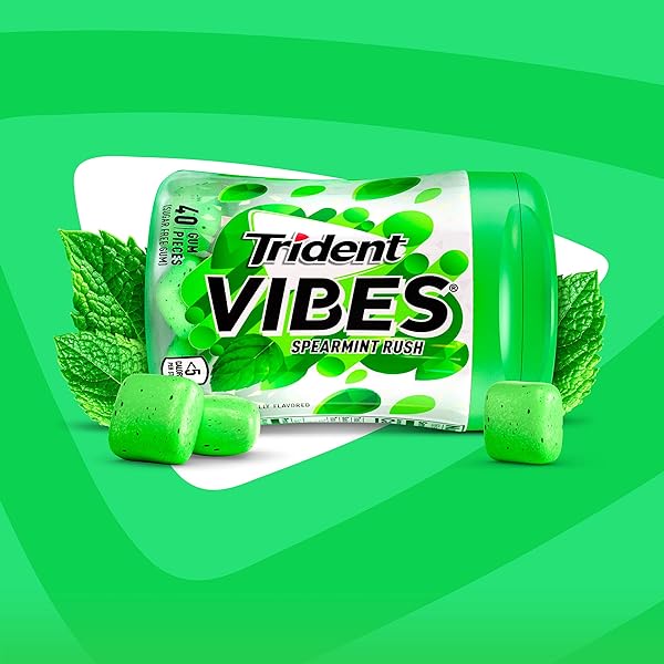 TRIDENT VIBES SUGAR FREE GUM, SPEARMINT RUSH FLAVOR, 1 GO-CUP (40 PIECES TOTAL)