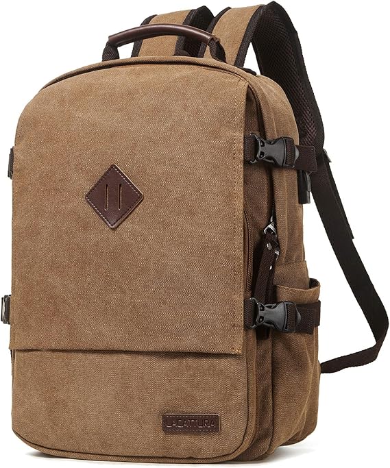 Amazon Co Jp Lacattura ビンテージ ノートパソコン バックパック メンズ レディース スタイリッシュ デニム リュックサック カジュアル ブックバッグ スクールバッグ 男の子 女の子用 ブラウン 12 L X 16 2 H X 6 3 W 服 ファッション小物