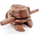 BSIRI 4" Frog Guiro Rasp - Small Instrument Musical Wooden Percussion Wood Block Instrument of Frog Noise Maker and Cool Music Gifts Ideas Funny Weird Instruments for Adults Made from Nature Wood