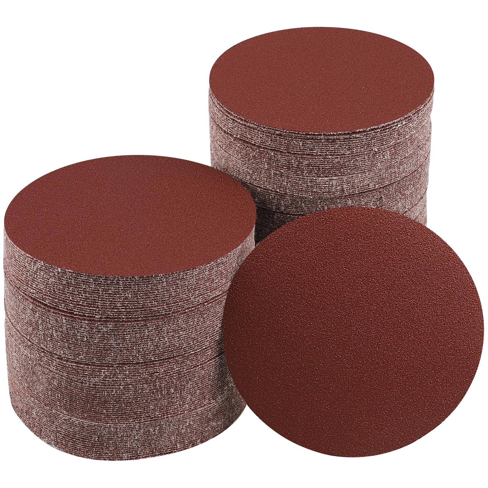 Sruhrak 100 Pcs 125mm Sanding Pads 100 Grit, 5 In Round No-Hole Sanding Discs Hook and Loop Sandpaper for Random Orbital Sanders