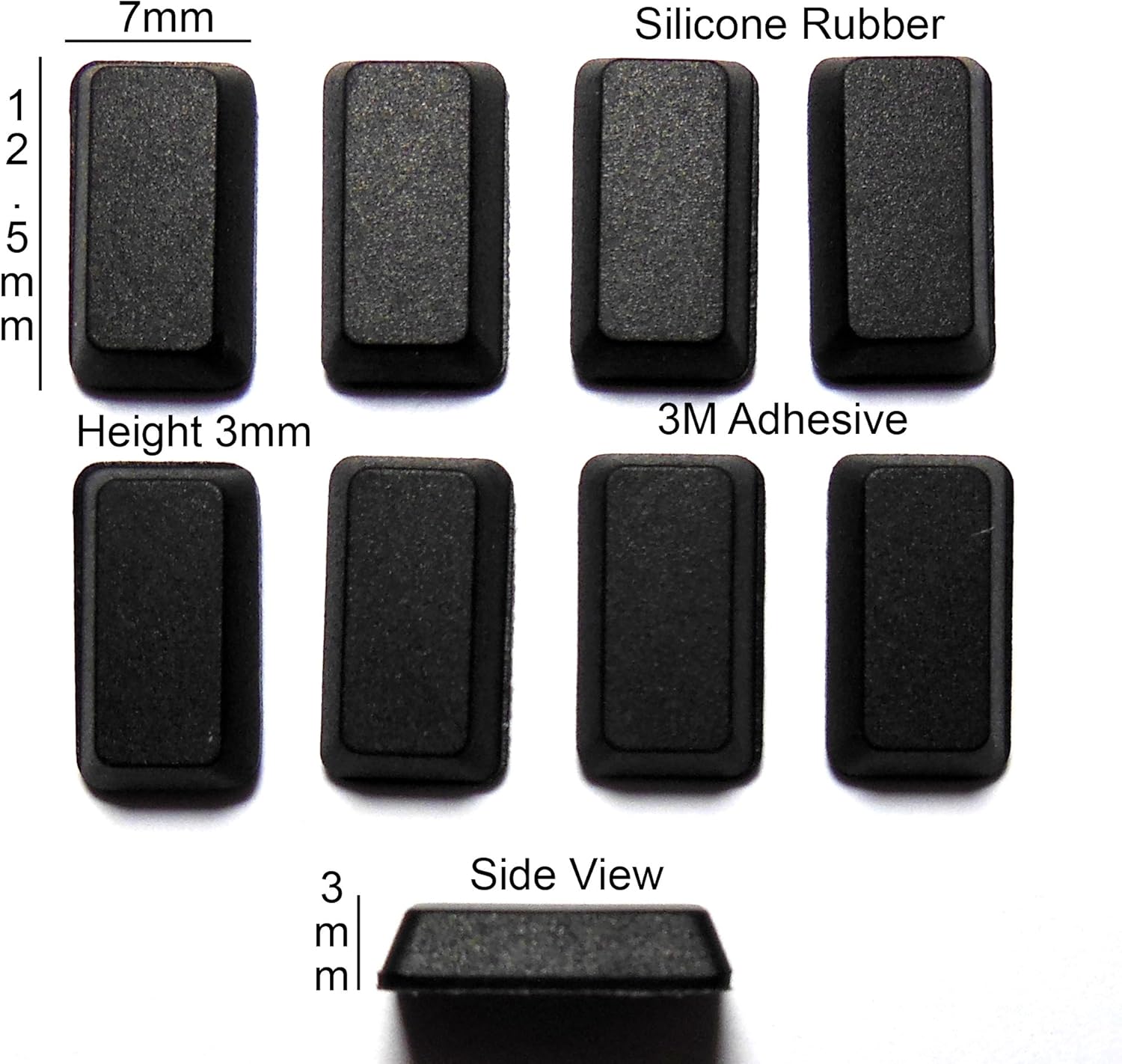Silicone Rubber Feet 12.5mm(L) x 7mm(W) x 3mm(H) 8pcs Self