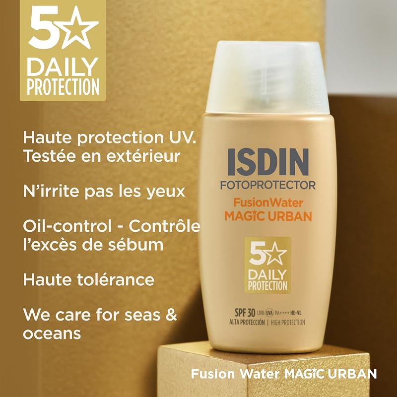 Fusion Water MAGIC Urban SPF 30 (50 ml) | Crème Solaire Visage à Action Anti-Pollution pour Environnements Urbains | Texture Ultra-Légère | Usage Quotidien