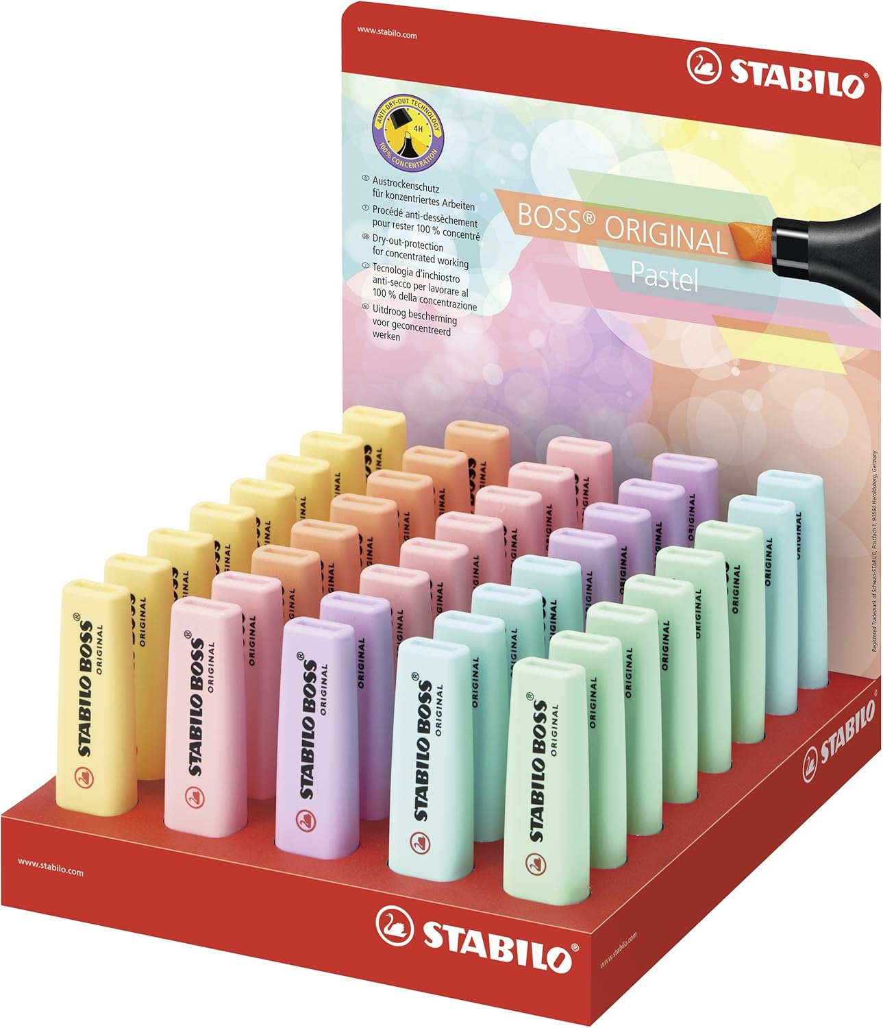 STABILO BOSS Original Pastel Highlighter Pens Highlighter Markers - Bumper Pack Of 7