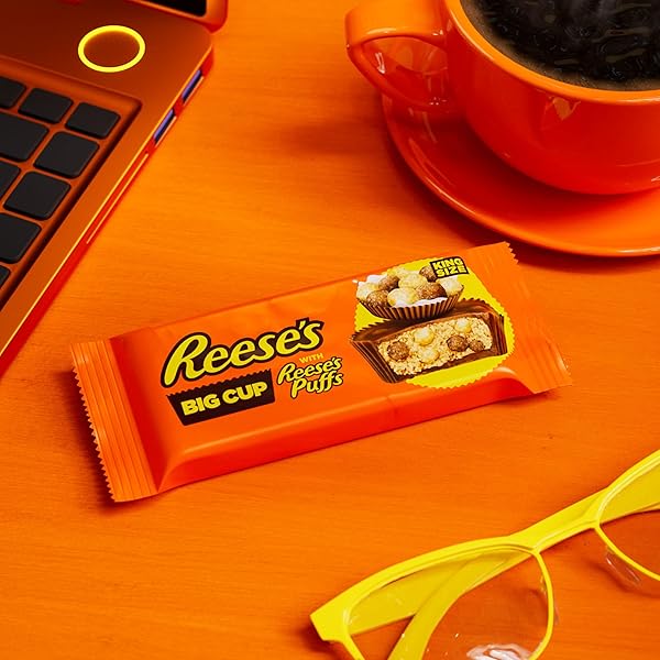 REESE’S BIG CUP WITH PUFFS CEREAL MILK CHOCOLATE KING SIZE PEANUT BUTTER CUPS, CANDY PACK, 2.4 OZ