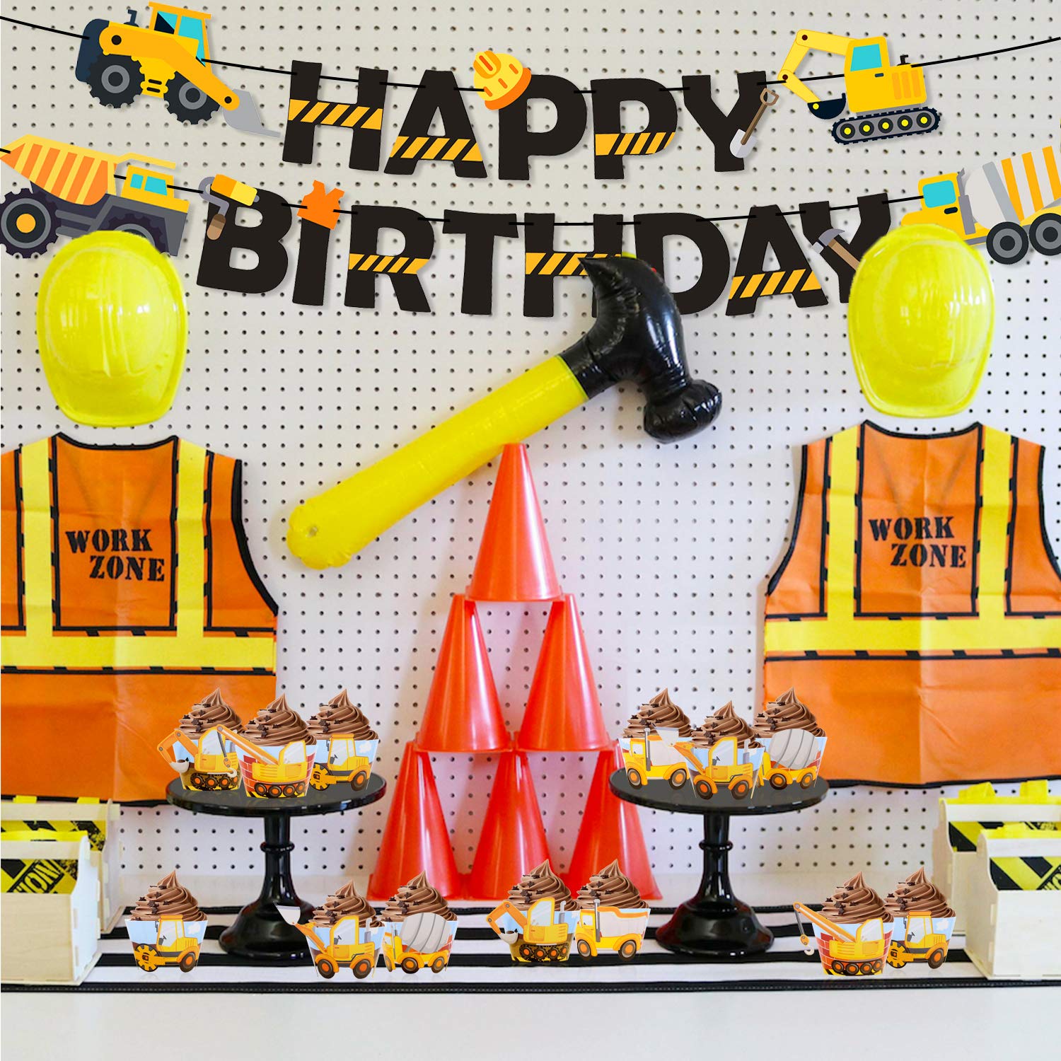 Construction Birthday Banner Dump Truck Party Decorations Pre