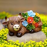 Goodeco Solar Highland Cow Statue Garden Light Outdoor Decoration Brown view 8