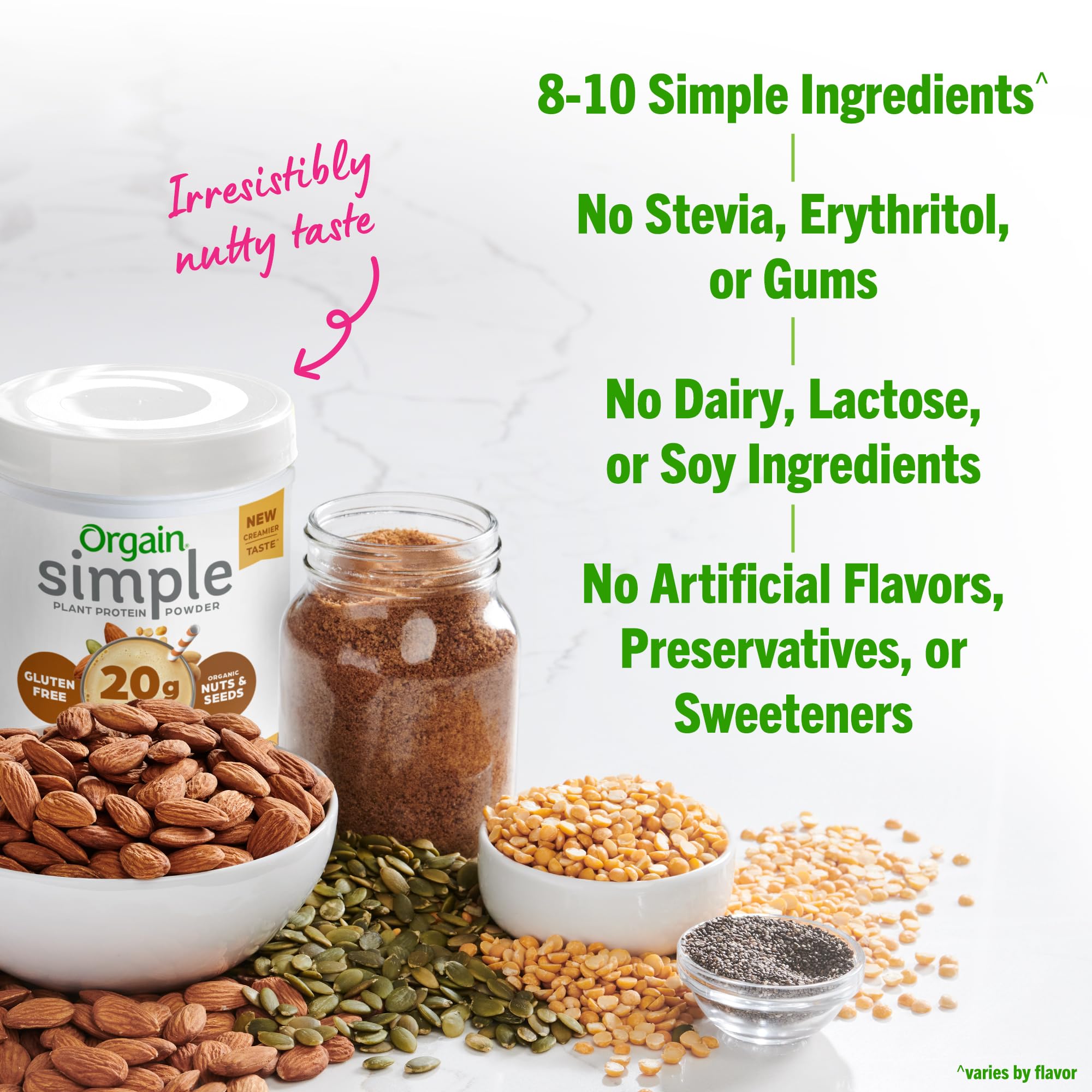 Orgain Organic Simple Vegan Protein Powder, Peanut Butter - 20g Plant Based Protein, With less Ingredients, No Artificial Sweeteners, Gluten Free, No Dairy or Lactose, 1.25 lb (Packaging May Vary)