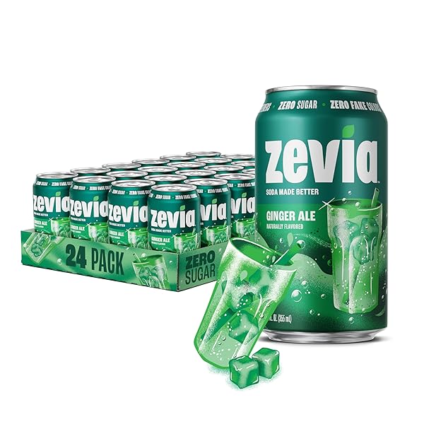 ZEVIA ZERO SUGAR SODA, GINGER ALE, 12 OZ...