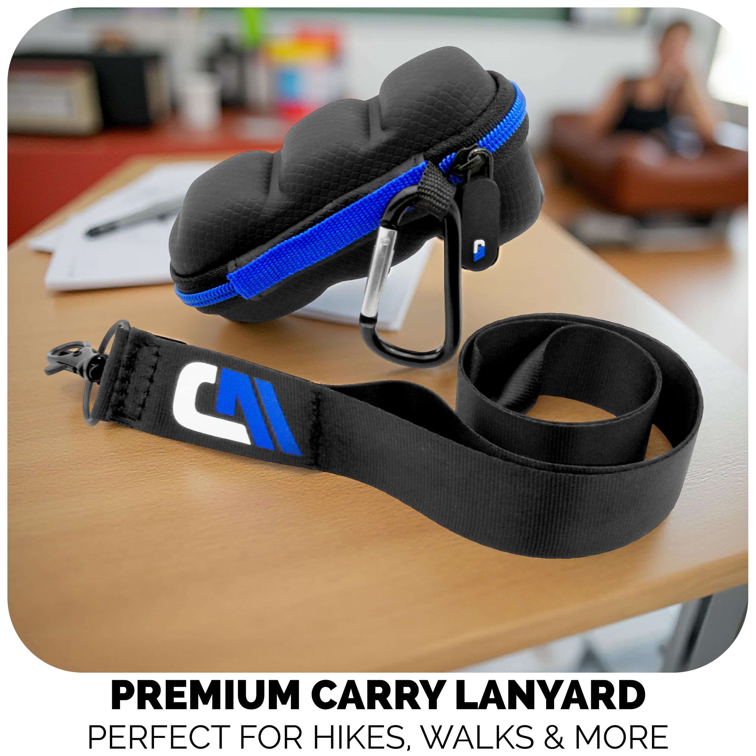 CASEMATIX Asthma Inhaler Travel Case with Lanyard and Clip-on Keychain Carabiner, Includes Inhaler Holder Case Only, Black