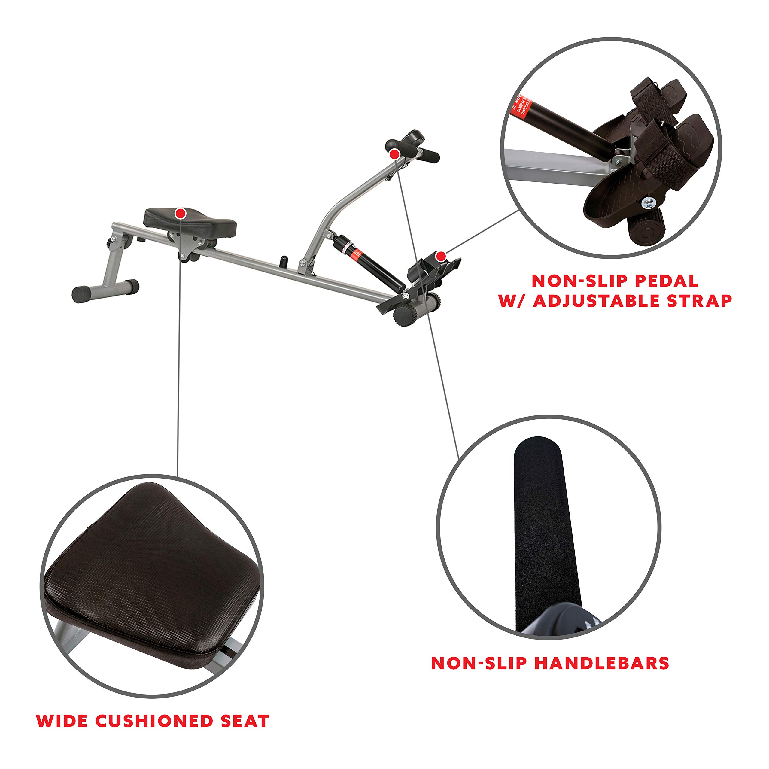 Sunny Health & Fitness Compact Adjustable Rowing Machine with 12 Levels of Resistance for Complete Body Workouts and Optional Free SunnyFit App Enhanced Connectivity